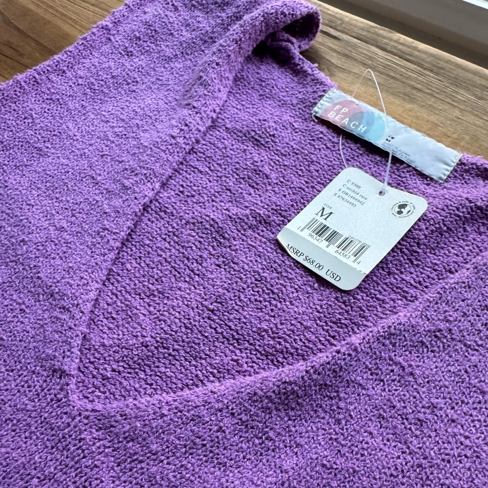 NWT FREE PEOPLE Beach Poppy Sweater Mini Dress in Orchid Rain Lilac Size Medium - Picture 4 of 7